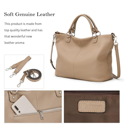 Image of Kattee Women's Soft Genuine Leather Tote Bag, Top Satchel Purses and Handbags