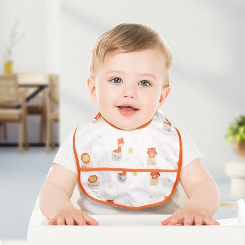 Miniatura 7 de Aolso Baberos Del Bebé Impermeable - 7pcs Ajustables De Alimentación Suave Y Flexible, Surtidos Para Niño Y Niña, Recién Nacido, Microfibra Poliéster