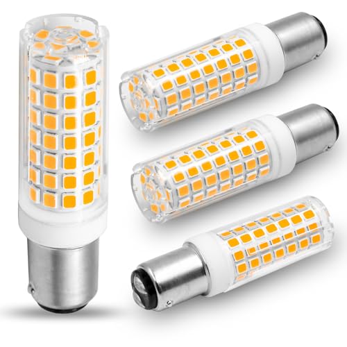 ZHENMING B15D LED Dimmbar 6W Ersatz 40W 50W 60W B15D Halogenlampe, Kein Flackern, 230V, 630 lúmenes, Warmweiß 3000K, 360°Abstrahlwinkel, 4er Pack