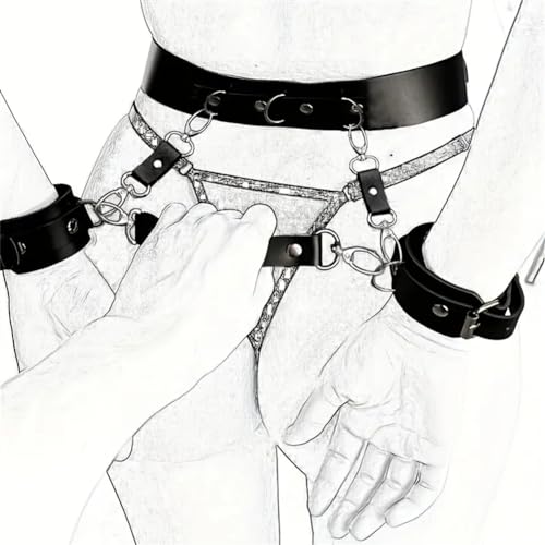 Chaîne de corps ajustable pour femme, set de menottes punk, dureté de genre, rivets gothiques