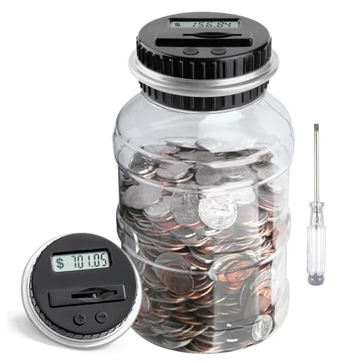 Large Piggy Bank for Boys Adults, Vcertcpl Digital Coin Counting Bank with LCD Counter, 1.8L Capacity Coin Bank Money Jar for Adults, Designed for All US Coins (Silver)