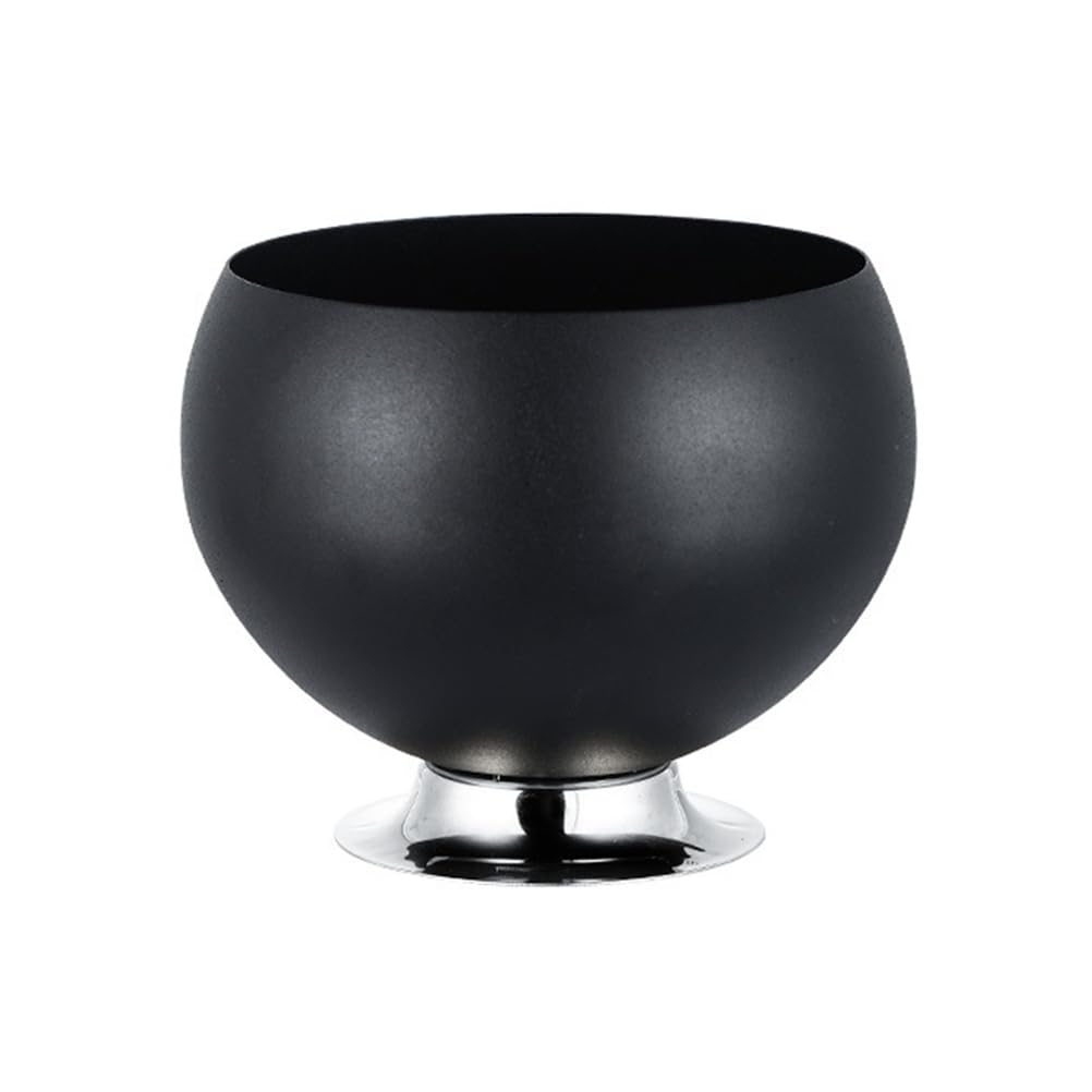 ZYFAB Cubitera para Fiestas, Espesar Acero Inoxidable Cuenco para champán Cubeta para Bebidas Nórdico Liso Tina para Bebidas con Base de Pedestal Alta Capacidad,Negro,M