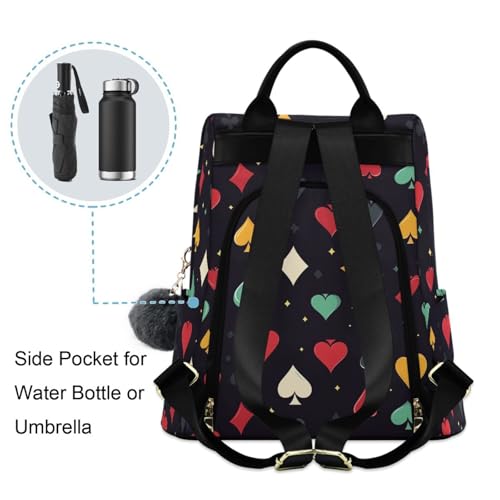 Image of Fustylead Abstract Colorful Poker Symbol Backpack Purse for Women Anti-theft Backpack Purse Travel Daypack