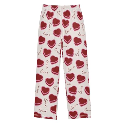 Love Shape Cake Boys Long Pants Soft Trousers Elastic Waist Kids Lounge Bottoms with Pockets S-XL