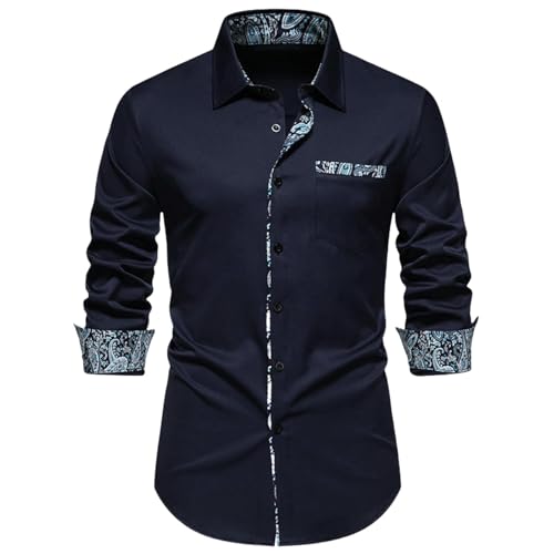 Chemise à manches longues anti-plis col triangle pour homme actif
