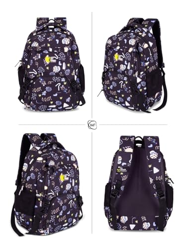 Image of Zara Sky Blue Doodle Dream School Backpack Pastel Fun Edition