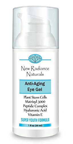 New Radiance Naturals - Eye Gel Cream With Plant Stem Cells + Matrixyl 3000 + Hyaluronic Acid + Cucumber + Organic Jojoba Oil & Aloe+ Vitamin E & MSM For Anti-Aging, 1 Ounce