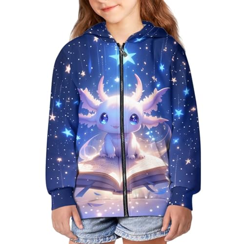 WELLFLYHOM Zip Up Kids Sweatshirts Graphic Girls 6-16 Long Sleeve Hoodies Kangaroo Pocket Athletic Kids Sweater Top