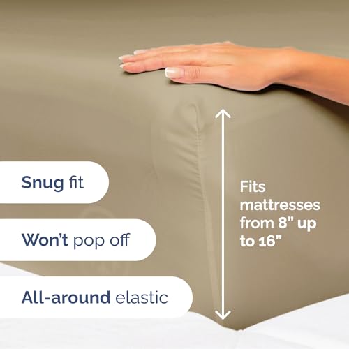 Image of Cal King Size 4 Piece Sheet Set - Soft & Cooling Bed Sheets - Light Caramel | Fits 8 Inch to 16 inch Mattress, Wrinkle Free & Fade Resistant with Deep Pockets, Breathable, Comfy Hotel Luxury Bedding