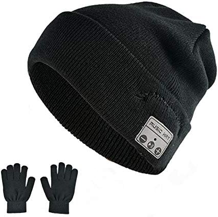 HaetFire Bluetooth Beanie Hat Men Women Wireless Headphones Beanie Winter Warm Washable Knit Cap Music Hat with Stereo Speakers Mic Hands Free for Outdoor Sports - Free Touchscreen Gloves