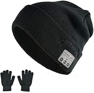 HaetFire Bluetooth Beanie Hat Men Women Wireless Headphones Beanie Winter Warm Washable Knit Cap Music Hat with Stereo Speakers Mic Hands Free for Outdoor Sports - Free Touchscreen Gloves