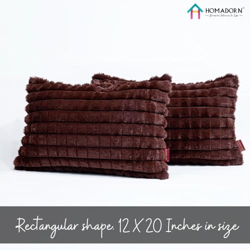 Image of HOMADORN Luxury Plush Fur Reversible Cushion Cover Ultra Soft & Cozy (Pack of 2)