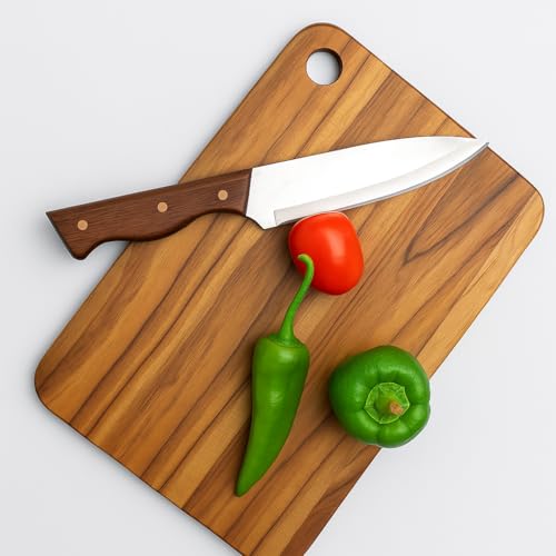 Image of Teak Wood Chopping Board Medium 33 x 22 cm Solid Wooden Cutting Board for Kitchen Durable Food Safe Board for Vegetables Meat Fruits Easy to Clean Long Lasting Teak Board