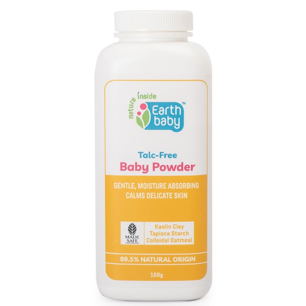Earthbaby Talc‑Free Baby Powder, 99.5% Natural Origin, 150g — Goodbye Red Rash, Hello Cloud Softness