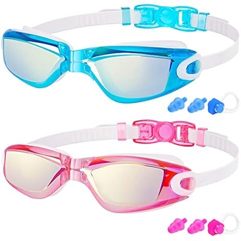 Braylin Kids Swim Goggles, 2-Pack Swimming Goggles for Children, Teens, Boys or Girls, UV Protection Swim Pool Goggle Cover