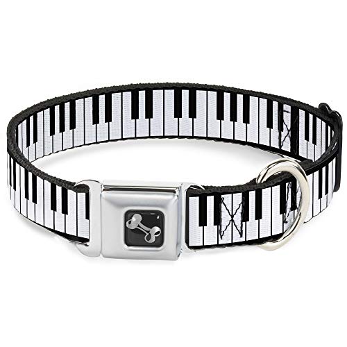 Collier de chien motif touches de piano forme os réglable de 16 à 58 cm de large taille M