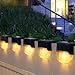 PartyKindom 4pcs Solar Stair Lights Outdoor Waterproof LED Pathway Lighting Tool Warm White Black Step Lamps for Garden Yard Patio Staircase