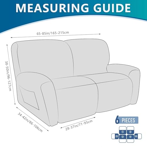 Image of molasofa Loveseat Recliner Slipcover Large Size Oversized - 6 Piece Stretch Leather Like Recliner Sofa Cover for 2 Seat Dual Reclining Loveseat Couch Furniture Protector (Light Brown)