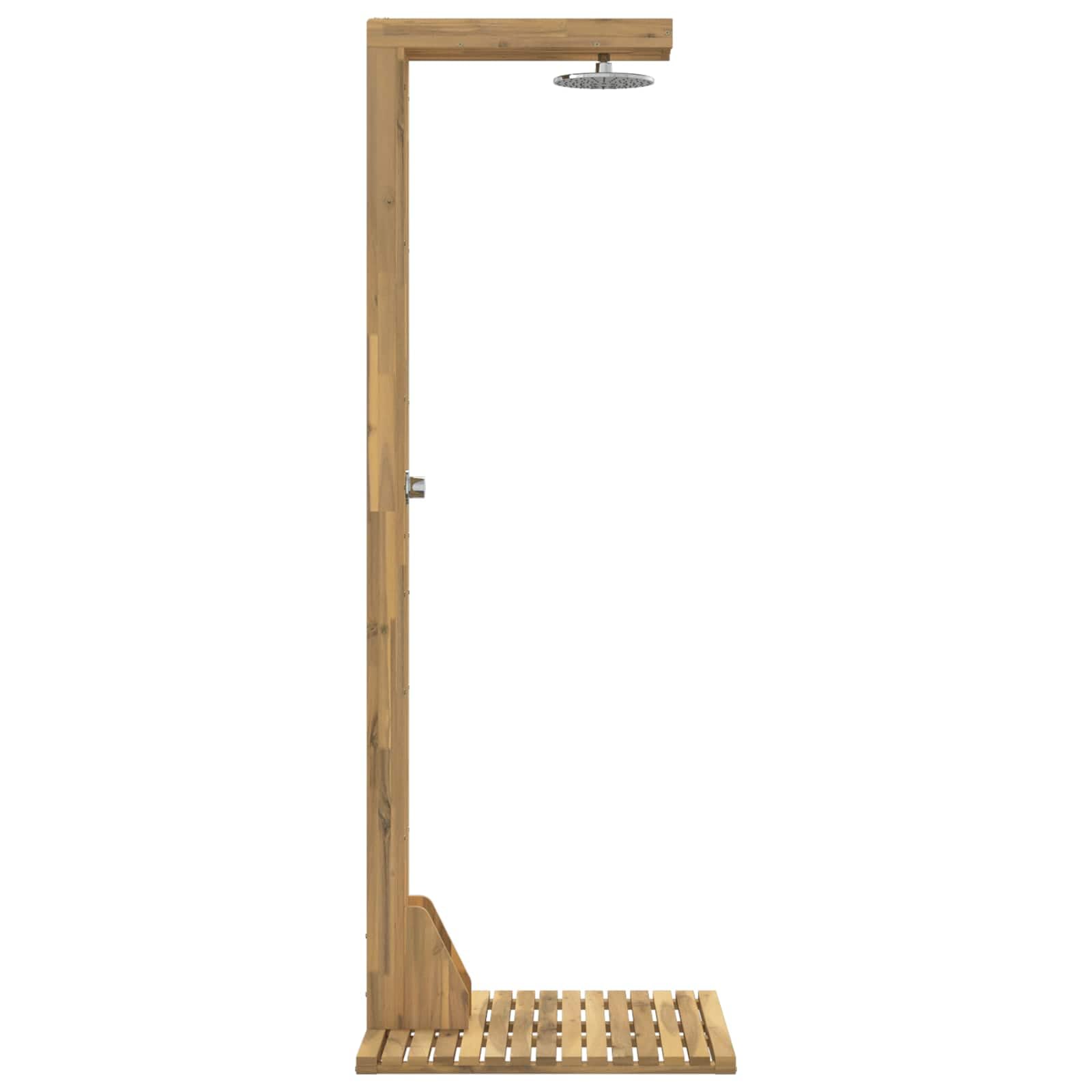 vidaXL Ducha Exterior 210,5 cm Blanco, Ducha Exterior Moderna, Rectangular, de Madera de Acacia y Acero Inoxidable, Altura Ajustable, Cabezal rotatable, Resistente al cl