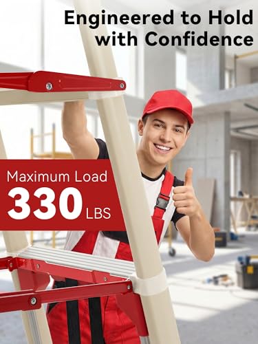 Image of 6 Step Telescoping Ladder, 5.4FT Adjustable Ladder with Safety Lock