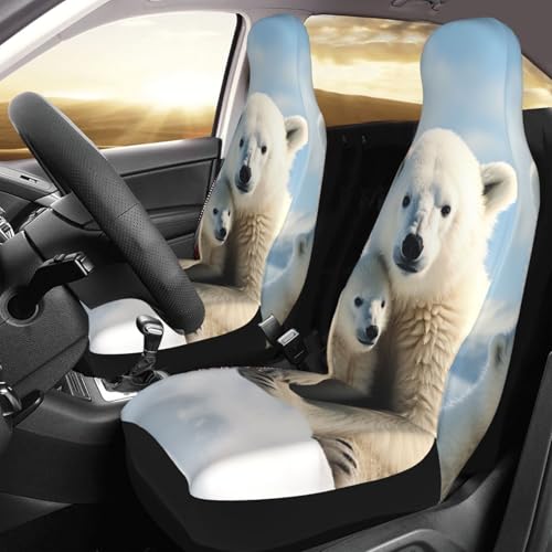 Housse de siège de voiture ours polaire universelle respirante pour auto et SUV x2