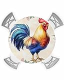 BABE MAPS Round Fitted Tablecloth Chicken Watercolor Flower Farmhouse Retro Elastic Table Cloth Waterproof Oil Proof Table Cover Fits 55'-60' Round Tables for Party Picnic Dinner Decor