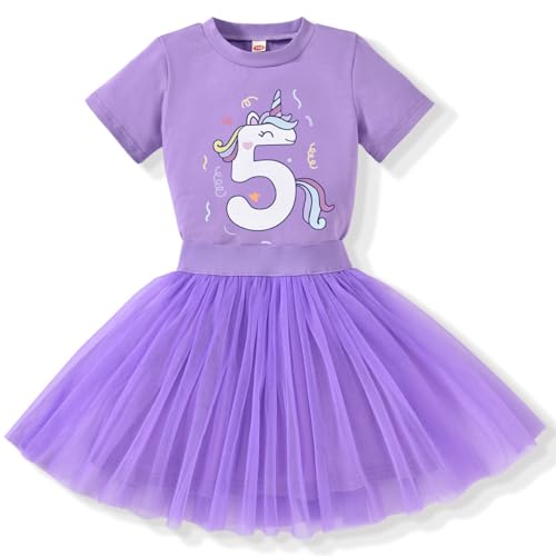 Image of 5th Birthday Outfit Girl,5 Year Old Fifth Five Shirt Skirt Outfit for Toddler Girls