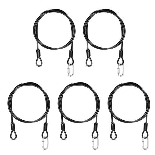 PATIKIL Double Loop Security Cable Lock 5/32" Diax3.3Ft w/Links Black 5 Set
