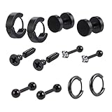 BESPORTBLE 6 Pares de Pendientes de Botón de Acero Inoxidable Negro, Joyas Cuerpo Punk Varilla Larga, Accesorios Oreja, Surtido Moderno para Fiestas y Uso Diario