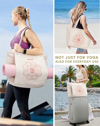Gonex Yoga Mat Bag For Women Canvas Tote Pilates Gym Bag With Mat Carrier - image 7