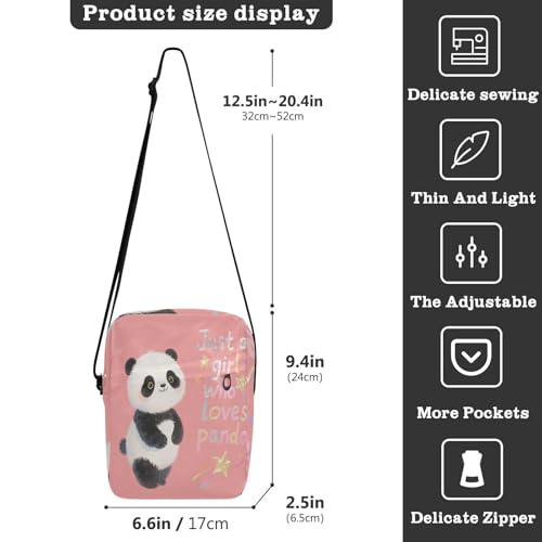 Just A Girl Who Loves Panda messenger bag for women mens shoulder bag cross body purses for women Adjustable Strap for outdoor sports outdoor sports3