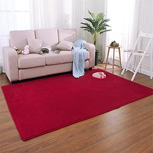 Tapis salon moderne non glissant LUNEZY rouge durable