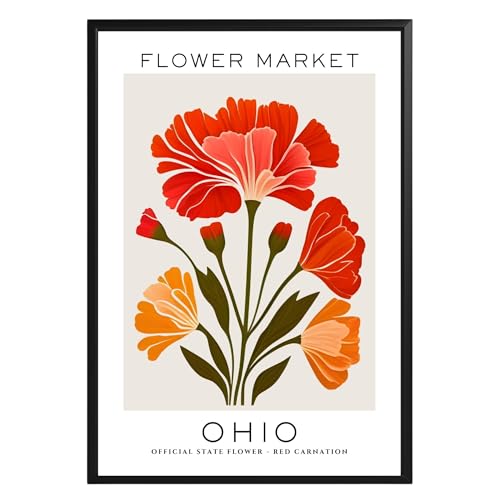 GroovyGrove Ohio Flower Market Poster Wall Art Prints, Abstract US