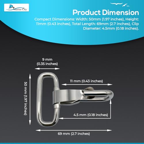 MARINE CITY Rectangular Buckle with Snap Hook – 304 Stainless Steel, Heavy-Duty, Corrosion-Resistant Clip for Marine, Boating, Camping & Outdoor Use - Image 5