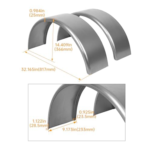 Image of HECASA Single Axle Trailer Fenders W /Fender Backs Fits 14 inch to 16 inch Wheels | 32 inch x 9 inch x 15 inch Replacement for Car Hauler Trailer Cargo Trailer Utility Trailer Landscape Trailer Steel Round (2Pcs)