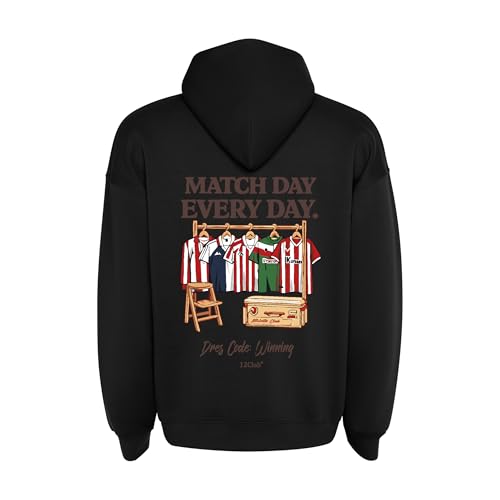 Genérico 12Club Sudadera Unisex Oversize con Capucha, Negro, Match Day Every Day, Bolsillos Laterales (FR/ES, Letras, M, Regular, Regular)