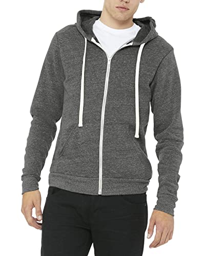 JustBlanks Unisex Sponge Long-Sleeve Fleece Full-Zip Hooded Sweatshirt Drawstring with Pocket Casual Full-Zip Hoodie for Men - Main Image