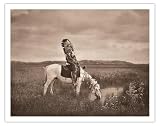 Oasis in the Badlands - Red Hawk Oglala American Indian Warrior - Vintage B&W Photograph by Edward S. Curtis...