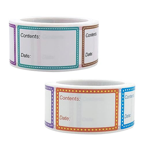 2 rouleaux de 1000 étiquettes autocollantes pour la congélation des aliments, étiquettes autocollantes universelles pour la cuisine, amovibles et faciles à...