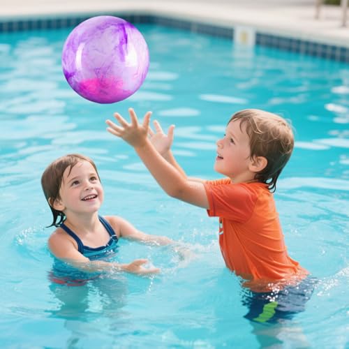 2 Stück Bouncy Kickball, PVC Kinder Spielball, Strandball, PVC Bouncy Kickball, Mehrfarbig Regenbogen Ball, Schwimmball Spielzeug Beachball, für Kinder Drinnen und Draußen (C)