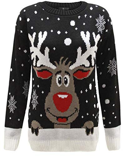 Pull de Noël renne à offrir pour enfant de 7-8 ans vêtement noir