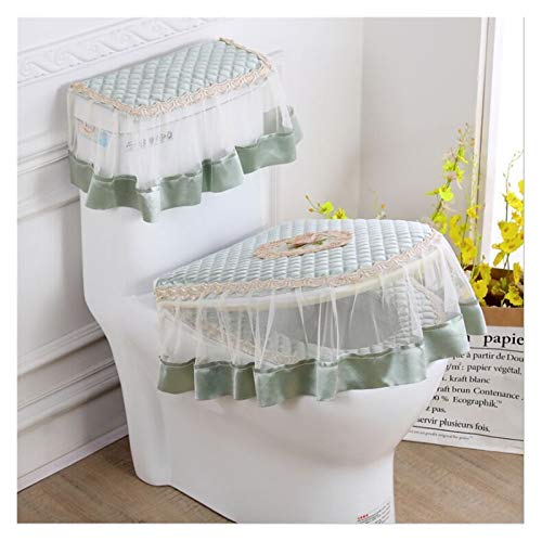 Toile Sitzauflagen 3 Stück/Set Europäische Spitze WC-Sitzkissen Haushalt WC-Sitz Toilettensitzabdeckung Combo Waschmaschine Winter U-förmig WC-Sitz (Color : 001) – Bild 7