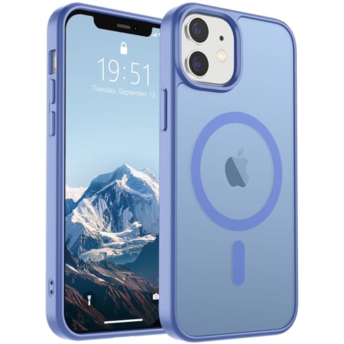 Image of SUPFINE Magnetic for iPhone 12 Case /iPhone 12 Pro Case (Compatible with MagSafe)(Military Grade Drop Protection) Slim Translucent Matte Shockproof with Anti-Fingerprint Phone Case,Blue Purple