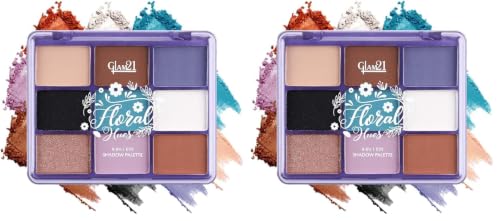 Image of Glam21 Floral Hues 9 In 1 Eyeshadow Palette | Highly Pigmented | Easy To Carry | Super-Blendable | Mix of Matte and Shimmers Smudge-Proof (7.2 gm) | 01- Orchid (Pack of 2)