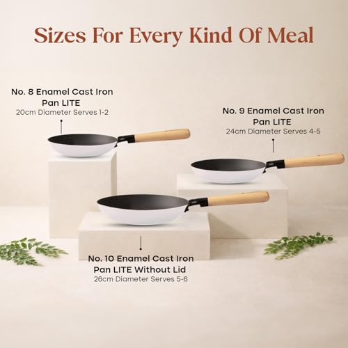 Image of CUMIN CO. LITE Cast Iron Fry Pan | 20 cm, 0.8L | Induction Base Cookware | 5 Years Warranty | Non Toxic Non Stick Pan for Omelette | Chemical Free Coating | No Seasoning Needed | White