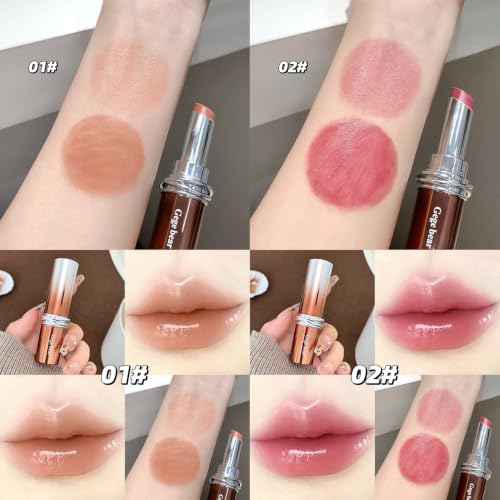 Image of Gege Bear Aqua Essence Lipstick | Smooth Glide | Long-Lasting | Moisturising & Glossy Wear | Full Lip Coverage | High Shine Finish | Gives Fuller-Lip Effect & Extra Hydration| Cruelty-Free (01#Milky Nude Pink, 3.3g)