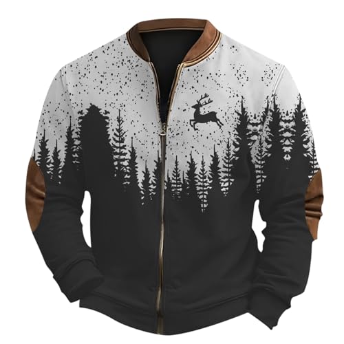 Herren Zip Weihnachtspullover Ugly Christmas Pullover mit...