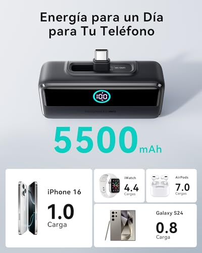 Cargador Ligero INIU para Viajes de 5500mAh y Conector USB C Integrado 4