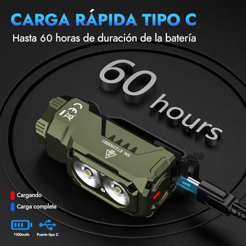 Image of WUBEN E7 1800 Lumen Mini Rechargeable Flashlight with Magnet - Super Bright Army Green EDC Flashlight 6 Modes Rechargeable LED Type C Flashlight IP68 Flashlight for Headlamp Rescue Camping Use