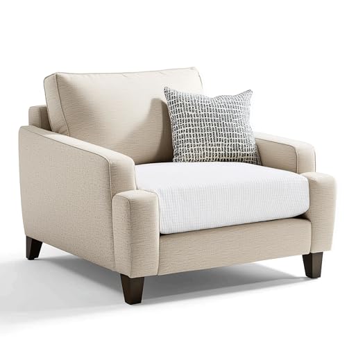 Image of CHUN YI Stretch Couch Cushion Cover Replacement, Fitted Loveseat Sofa Chair Seat Slipcover Furniture Protector, Checks Spandex Jacquard Fabric(Small,White)